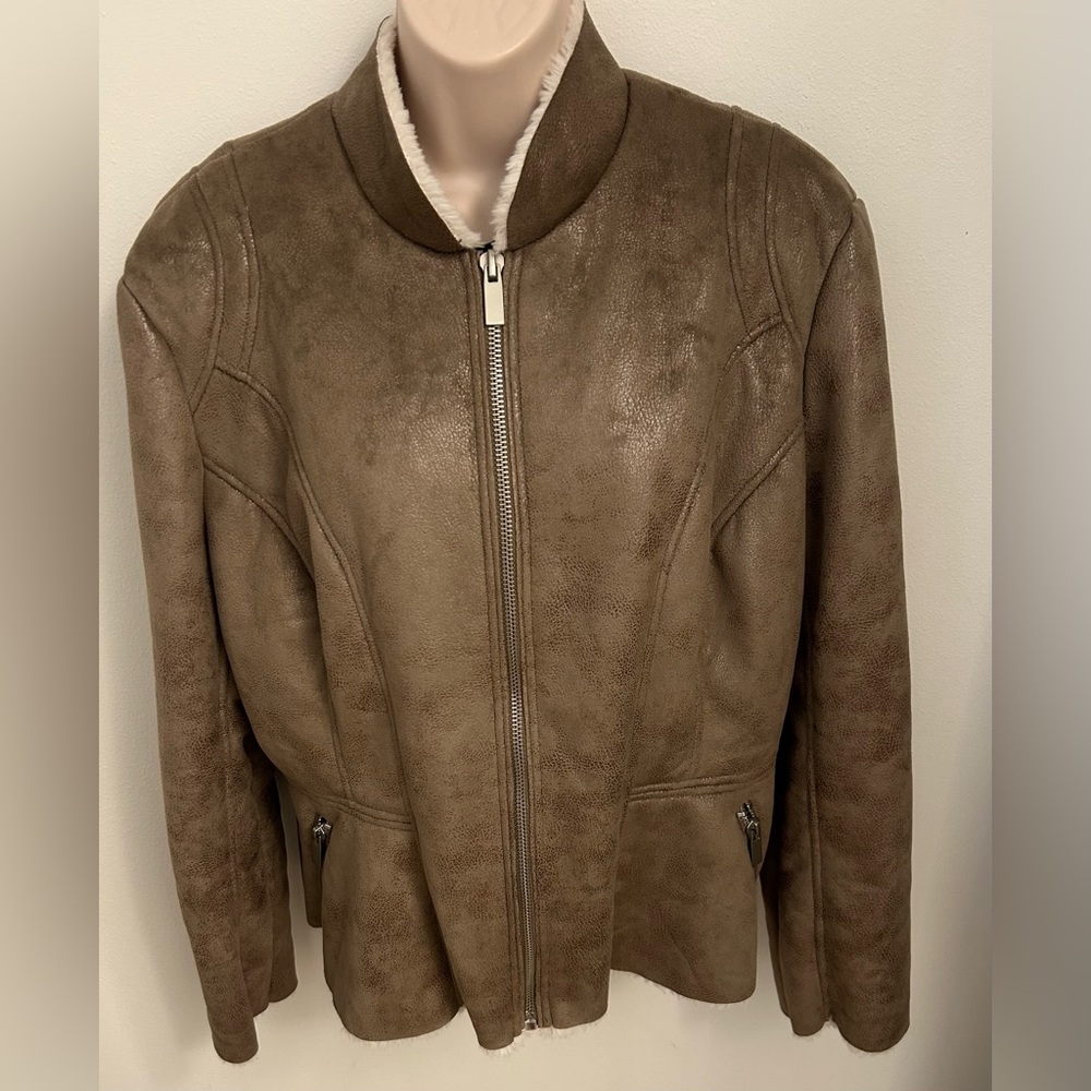 New York & Company Faux Shearling Lined Moto Jacket-XL